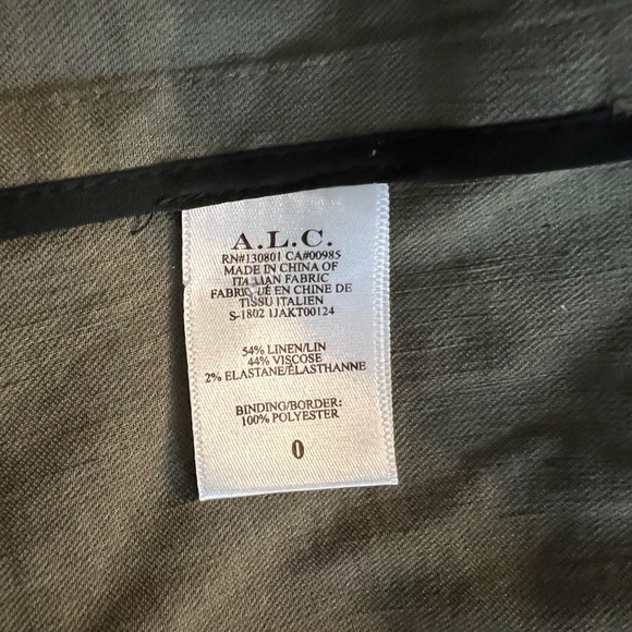 A.L.C. Kendrick Linen Blend Belted Kimono Puff Jacket Olive Green Sz O - Picture 13 of 14